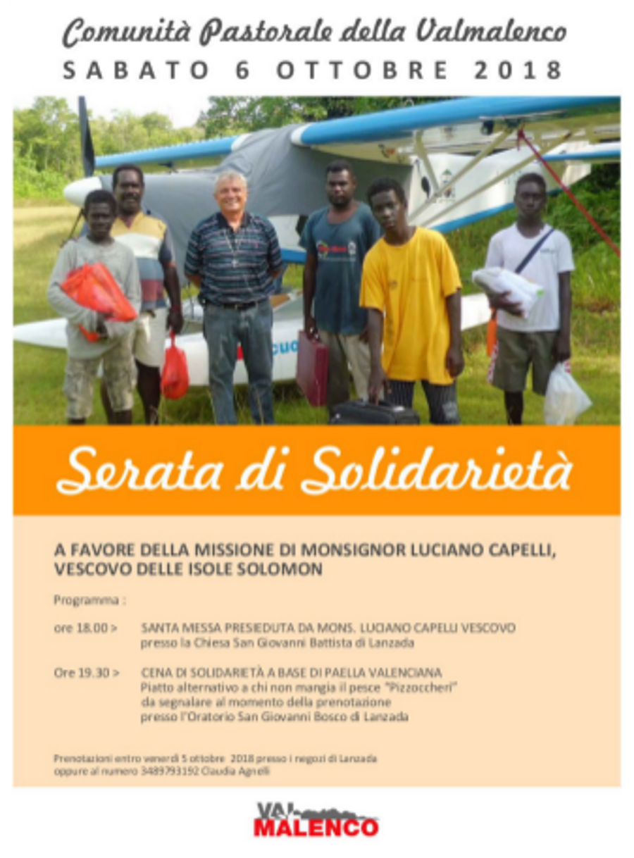 Serata di solidarietà a favore della missione delle Isole Solomon